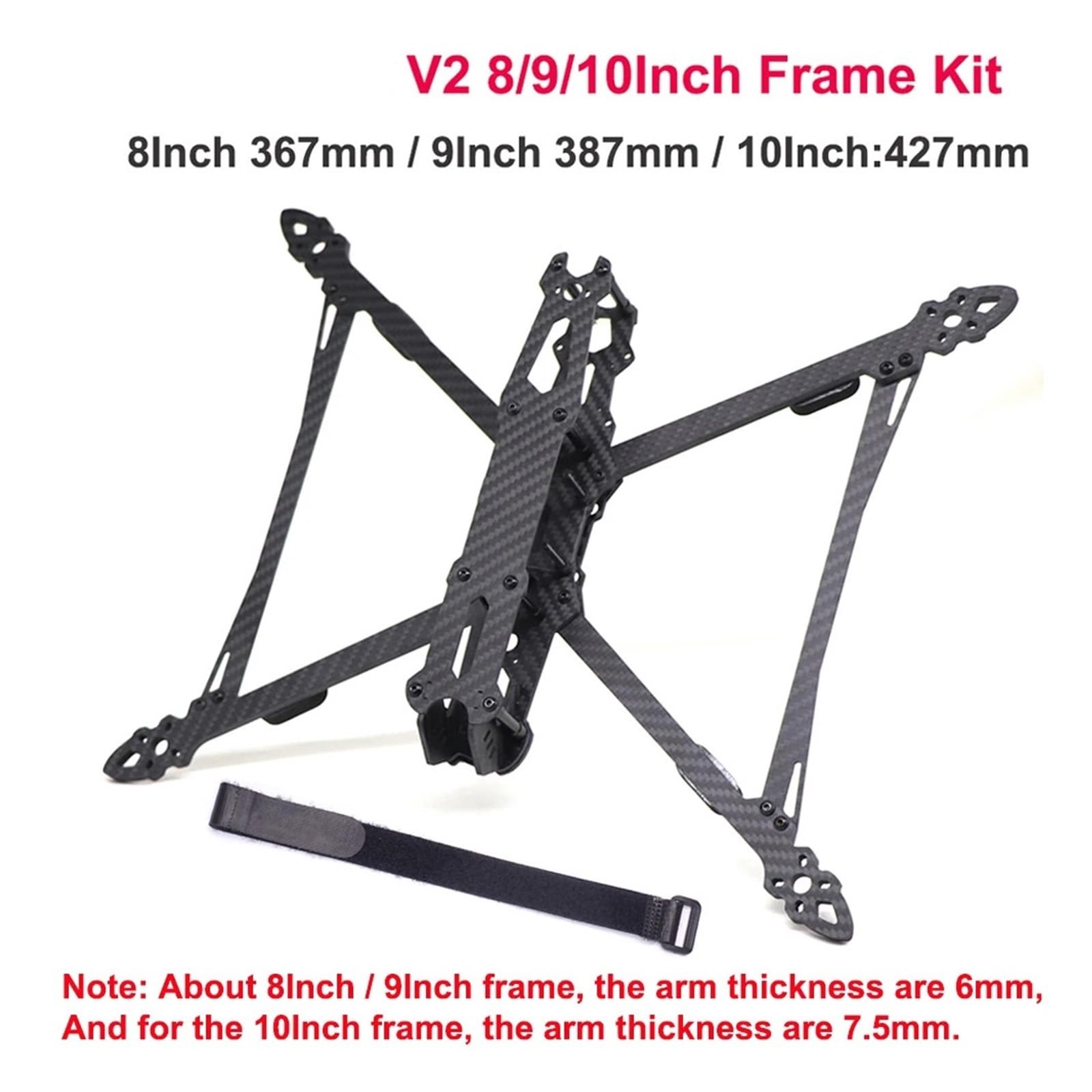 Kit telaio drone, Mark4 V2 fibra di carbonio 7/8/9/10 pollici | Telaio freestyle quadricottero tipo X, passo 295/367/387/427mm, interasse foro camera 19mm(Mark4 V2 10Inch427mm)