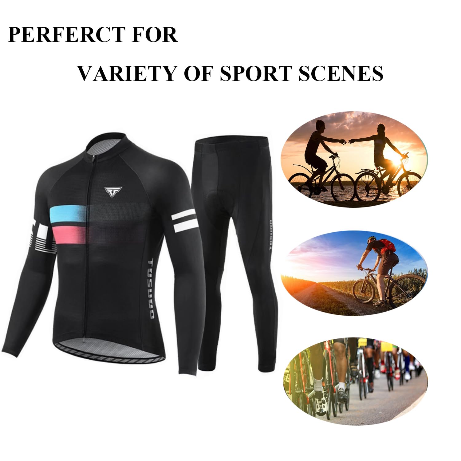 Abbigliamento Ciclismo Uomo Invernale Completo Abbigliamento Ciclismo Bici Pile Maglia Tuta Bicicletta +Pantaloni Imbottiti Con 3D Gel pad Traspirante Sportivo