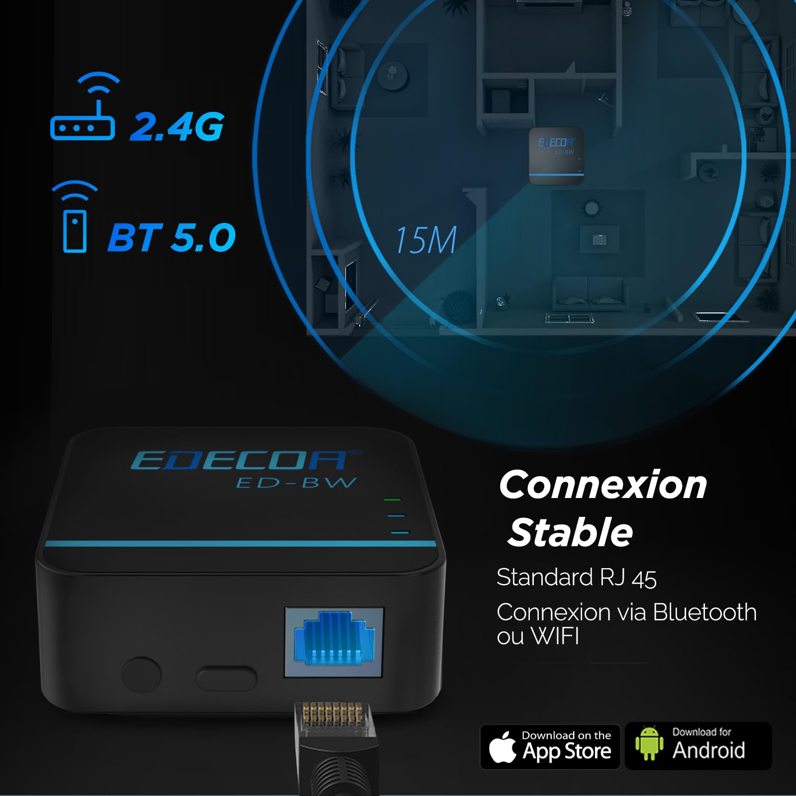 EDECOA Adaptateur de synchronisation des données Module WiFi pour la connexion à un onduleur hybride Contrôle facile des paramètres et de l'état de l'onduleur hybride