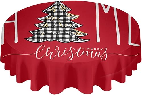 Miniatura 8 de Farmhouse Gnomes Round Tablecloth Waterproof & Stainproof Tablecloths, Wipeable Table Cloth Wrinkle-Free for DiningPartyWedding Christmas Wooden