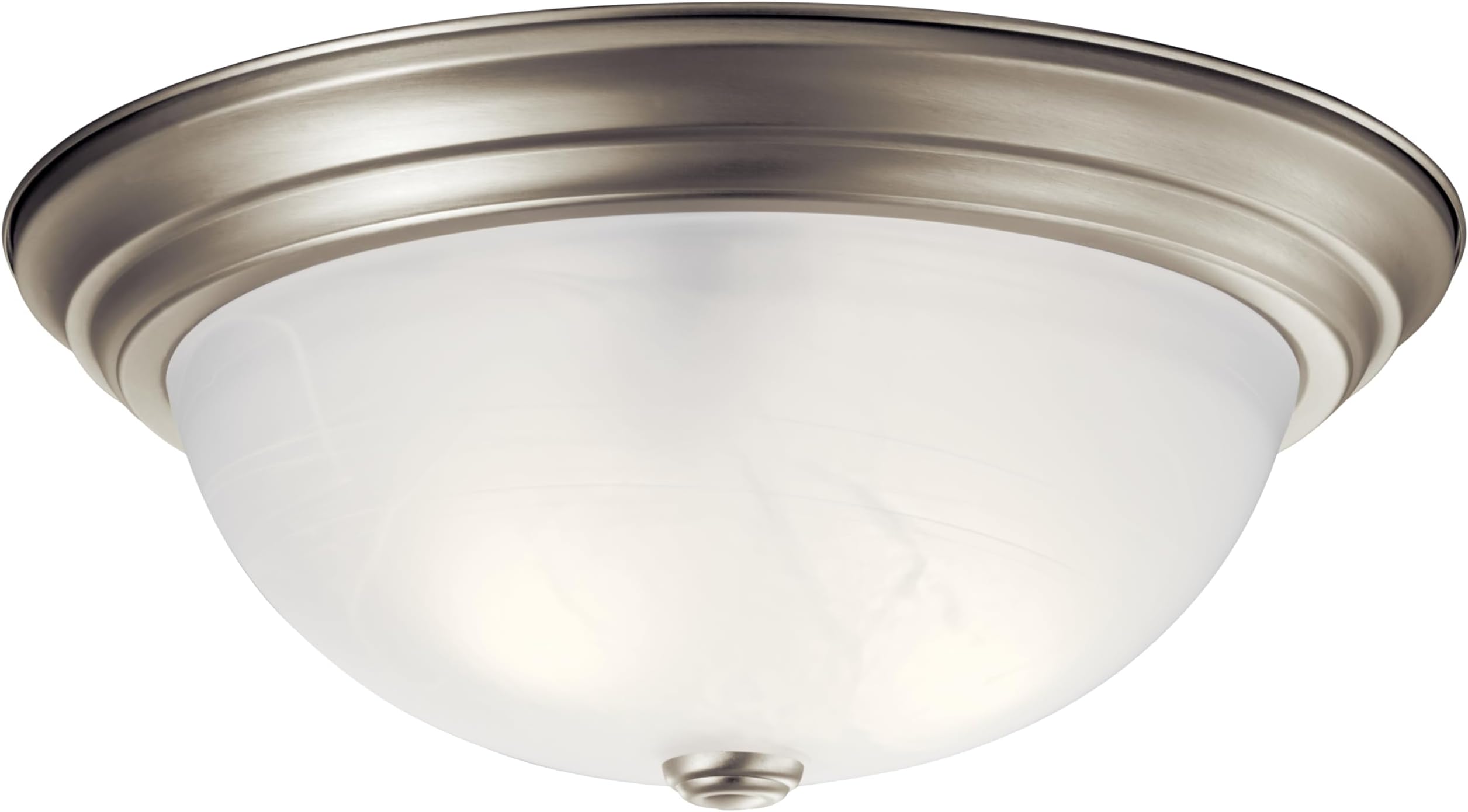 Kichler 15.25" Flush Mount Ceiling Light in Brushed Nickel, 3-Light Fixture with Clear Satin Etched Glass, Brushed Nickel, (15.25" x 6"), 8110NI