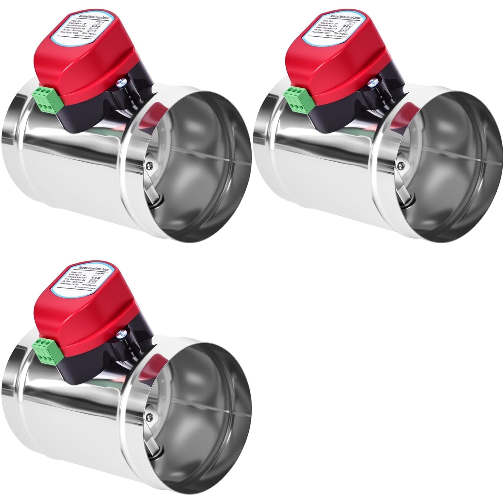Jnchdghwa As Shown 3Pcs 4In Motorized Duct Damper-Adjustable Volume Balancing & Backdraft Damper Control,Airflow Control Damper