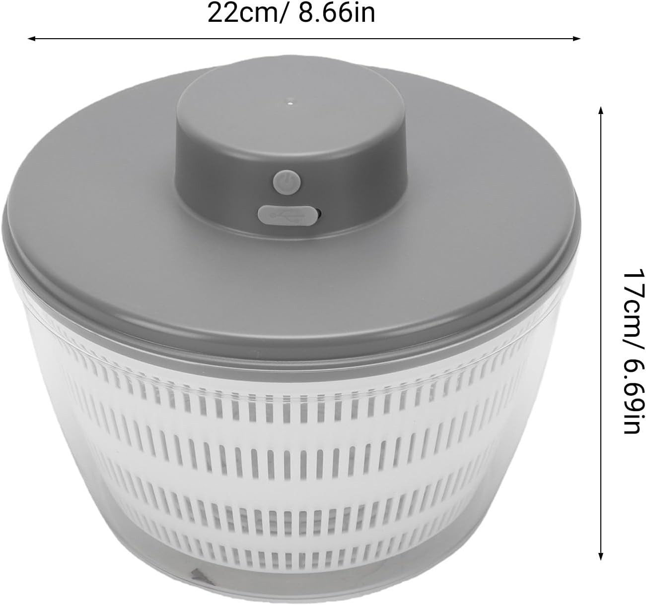 Vegetable Washer,4L Salad Spinner Multifunctional Fruit Cleaning and Drying Bowl Compact Kitchen Dryer Gadget (Grey)