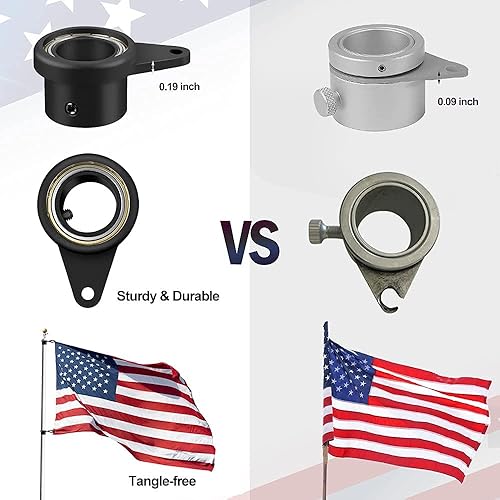 Miniatura 5 de Juego de anillos para asta de bandera con rodamientos, anillos de poste de bandera de aleación de aluminio, anillo de montaje de bandera giratorio