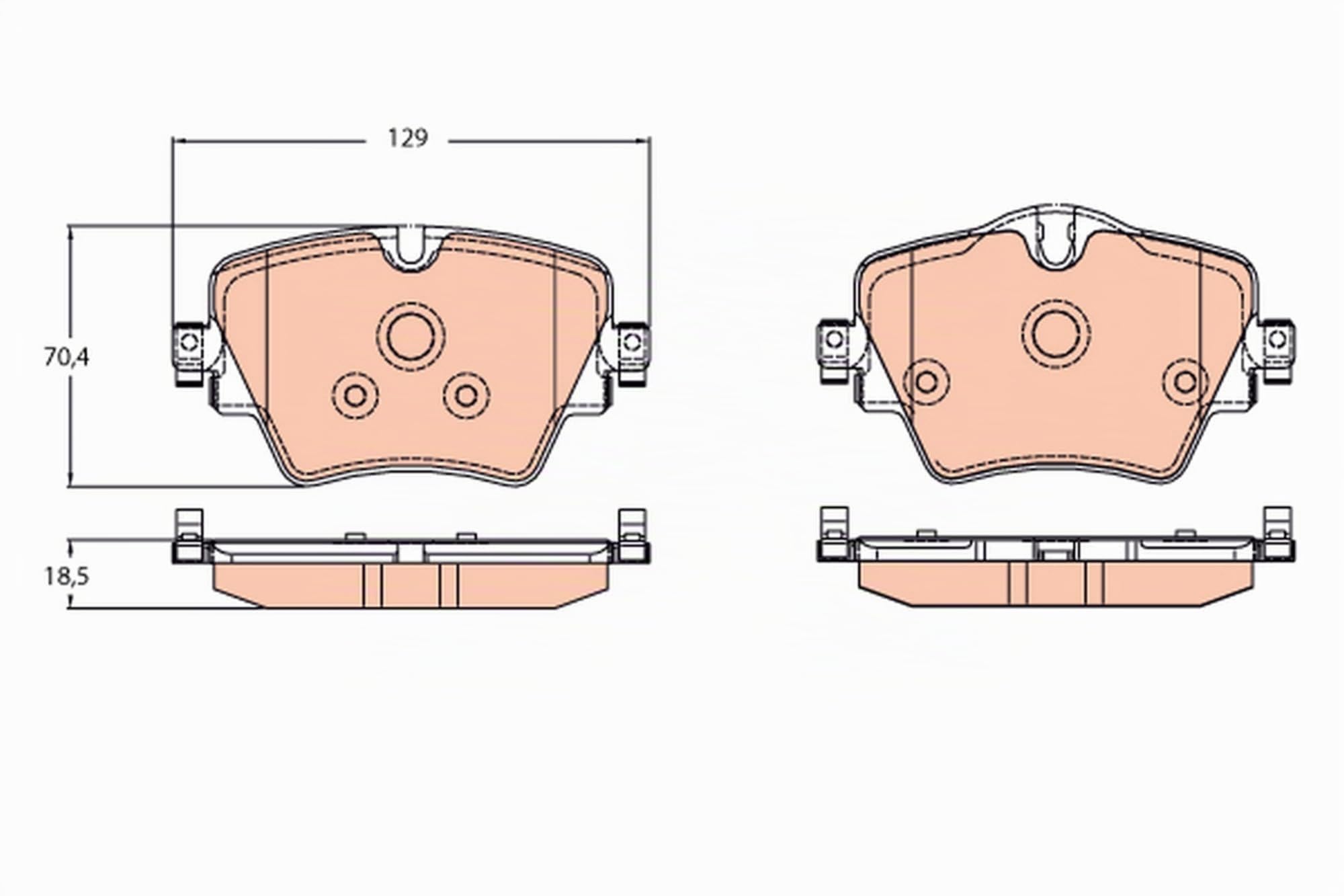 TRW GDB2098 Pastiglie Freno Set di 4 para BMW X1 (F48) 2014-2022 Assale anteriore e Altri Veicoli