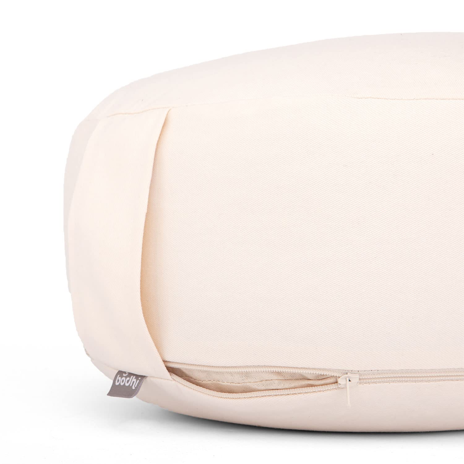 Bodhi Cojín de meditación Rondo Eco | Cojín de yoga con relleno de espelta biológica | funda de algodón 100%, funda lavable con práctica correa | Altura 20 cm (natural)