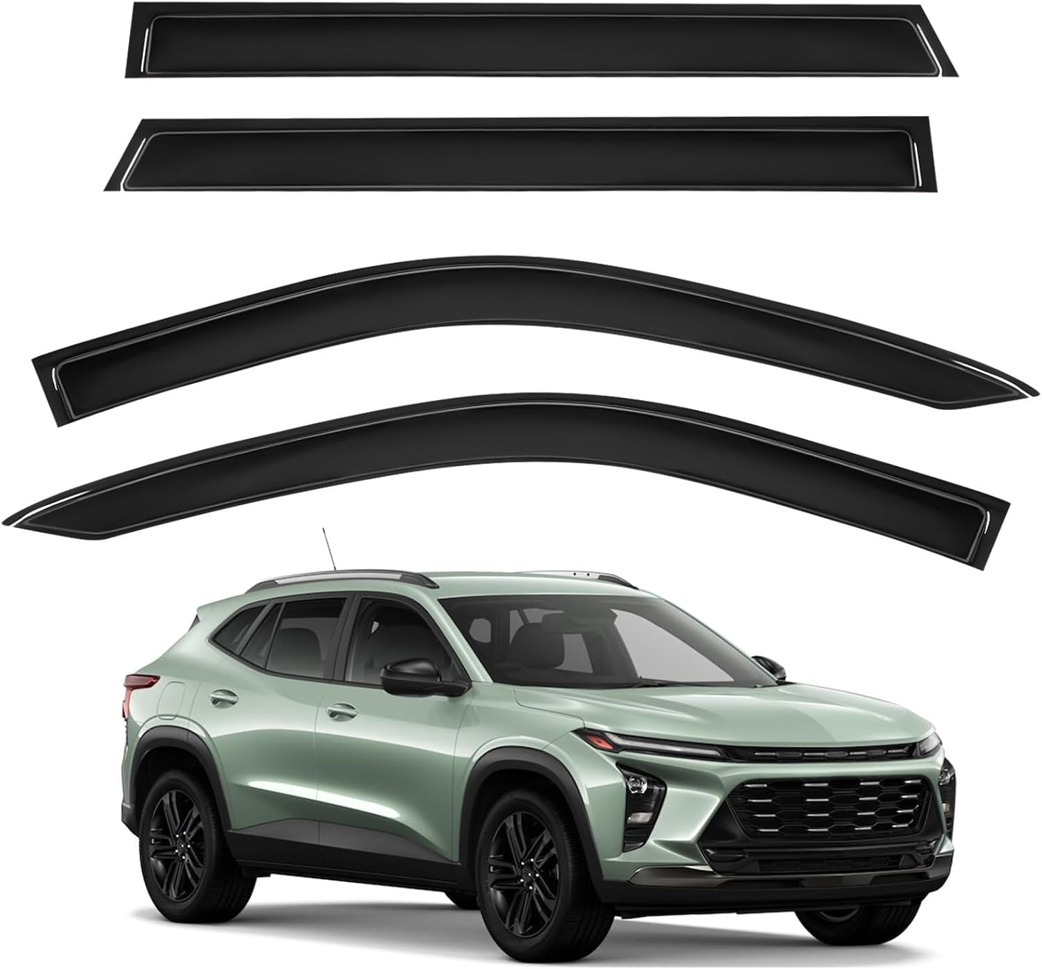 Tape-On Window Rain Guards for Chevy Trax 2024-2026, Side Window Deflectors Window Visor Rain Guards Vent Guard Shade Deflectors Compatible with Chevy Trax Accessories 2024-2026 Smoked