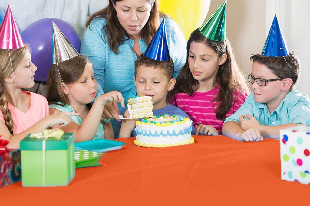 Exquisite 54 Inch X 100 Feet Orange Plastic Table Cover Roll in A Cut, to - Image 2
