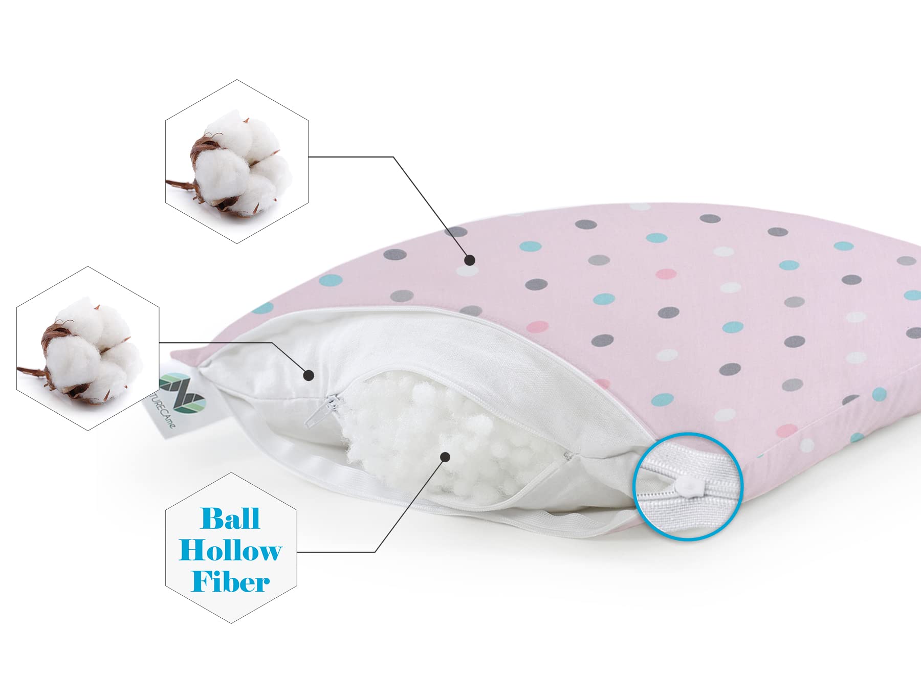 Set di 2 cuscino letto con federa in cotone, cuscini per bambini a partire da 1 anno, Guanciale per Bambino lettino neonato, Cuscini per Culla e Lettino, Cuscino decorativo 30x40