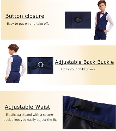 Miniatura 5 de Trajes de 5 piezas para niños, conjunto formal de portador de anillo de boda