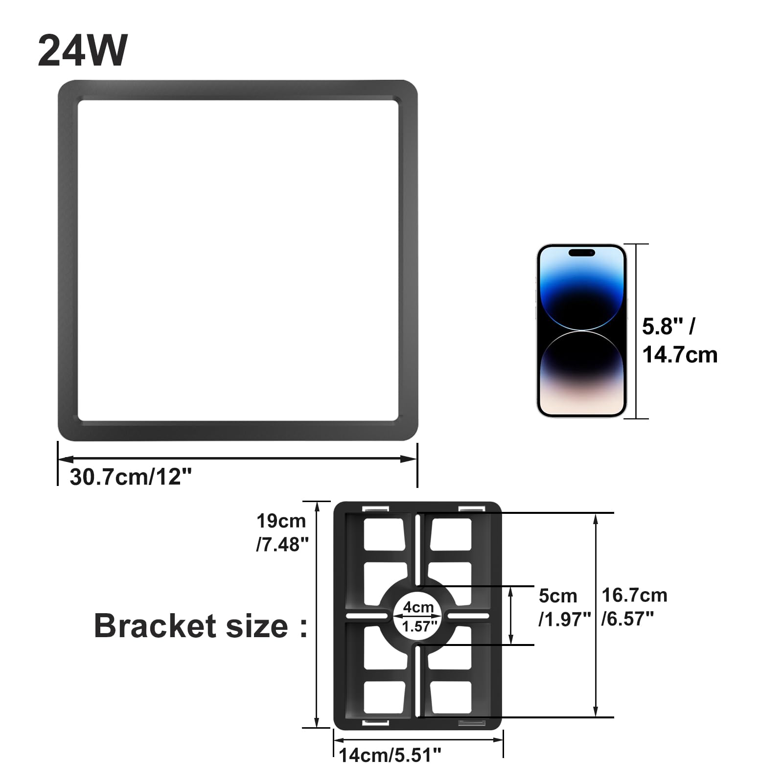 LVL Pannello LED da 24W 30cm CCT, Moderna Plafoniera Bagno Led Soffitto Quadrato per Cucina, Soggiorno, Camera da Letto, Corridoio, Ripostiglio, Ufficio (nero, 30cm-24W)
