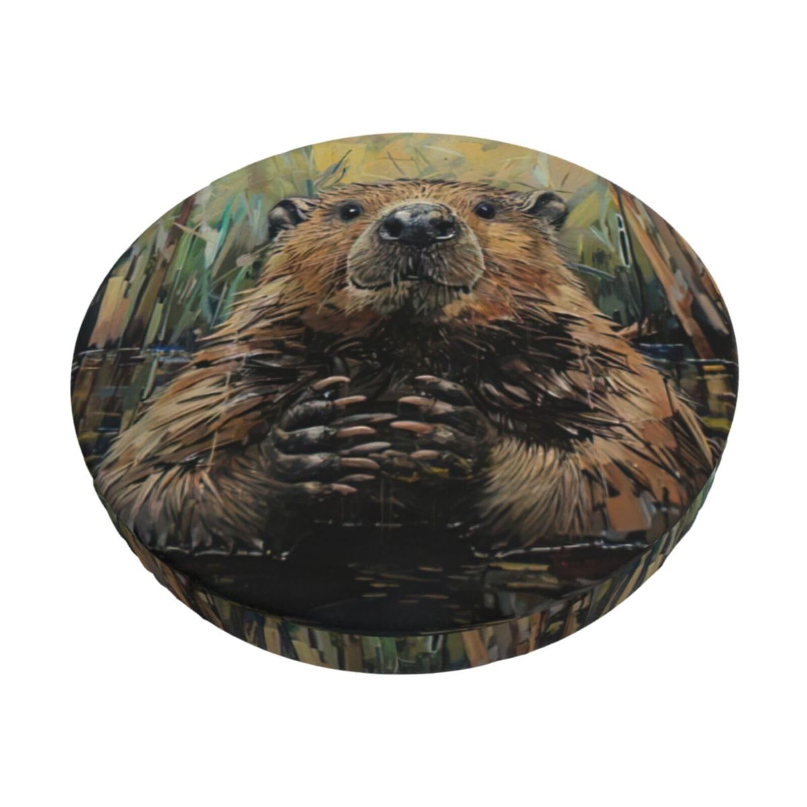 GUCHENP Beaver Print Round Bar Chair Cushion Cover,Washable Chair Protector For Indoor Home Furniture Decor