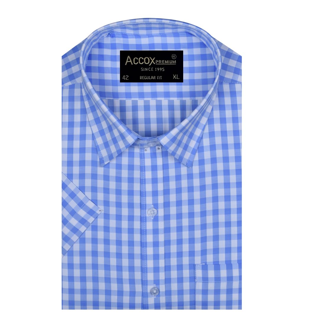 accox Men's Breathable Cotton Half Sleeves Checkered Regular Fit Shirt (GCR469)-picture-21