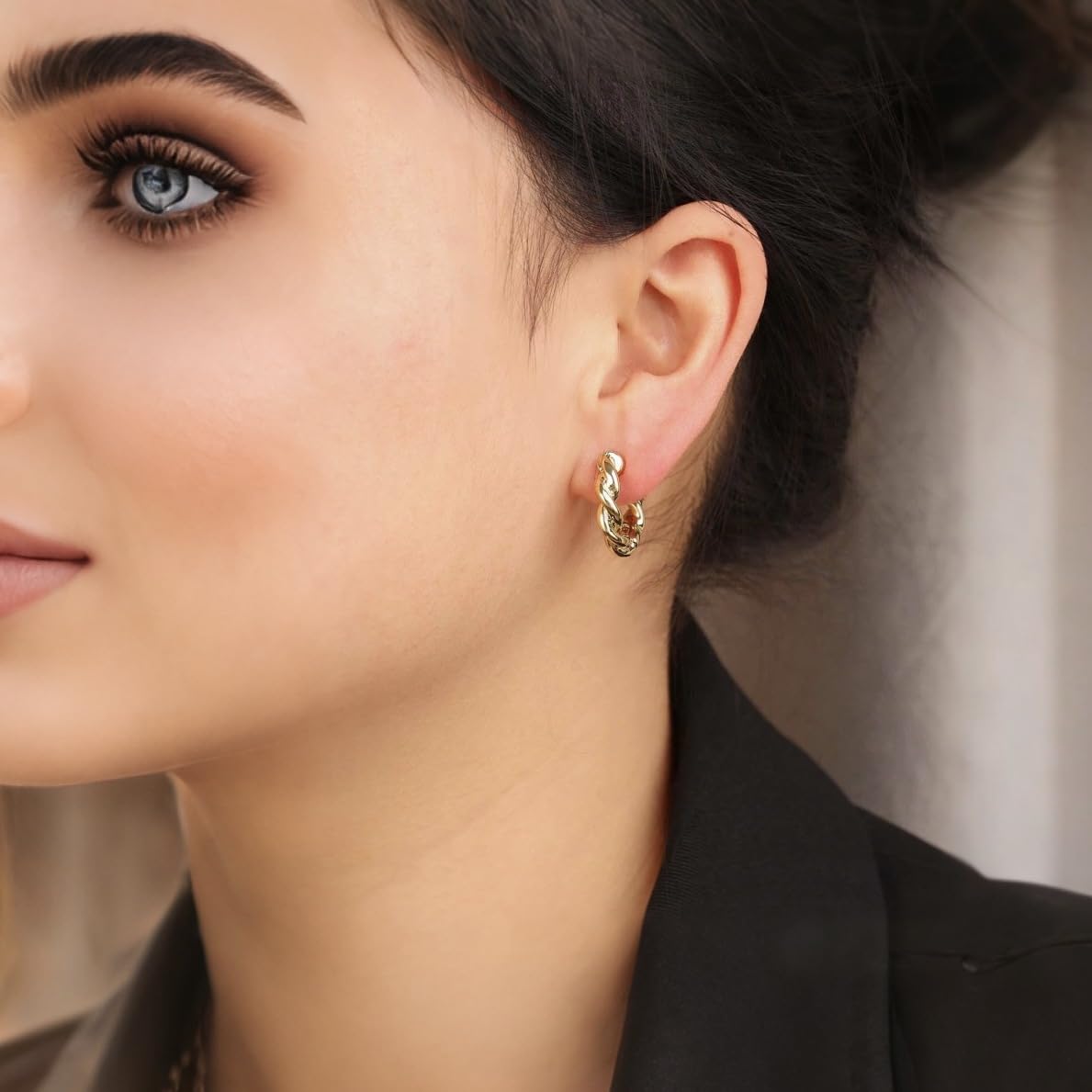 Chunky Braided Hoop Earrings for Women – 18K Gold Plated Twisted Small Hoop Earrings – Lightweight Statement Jewelry for Daily Wear and Special Occasions - Image 5