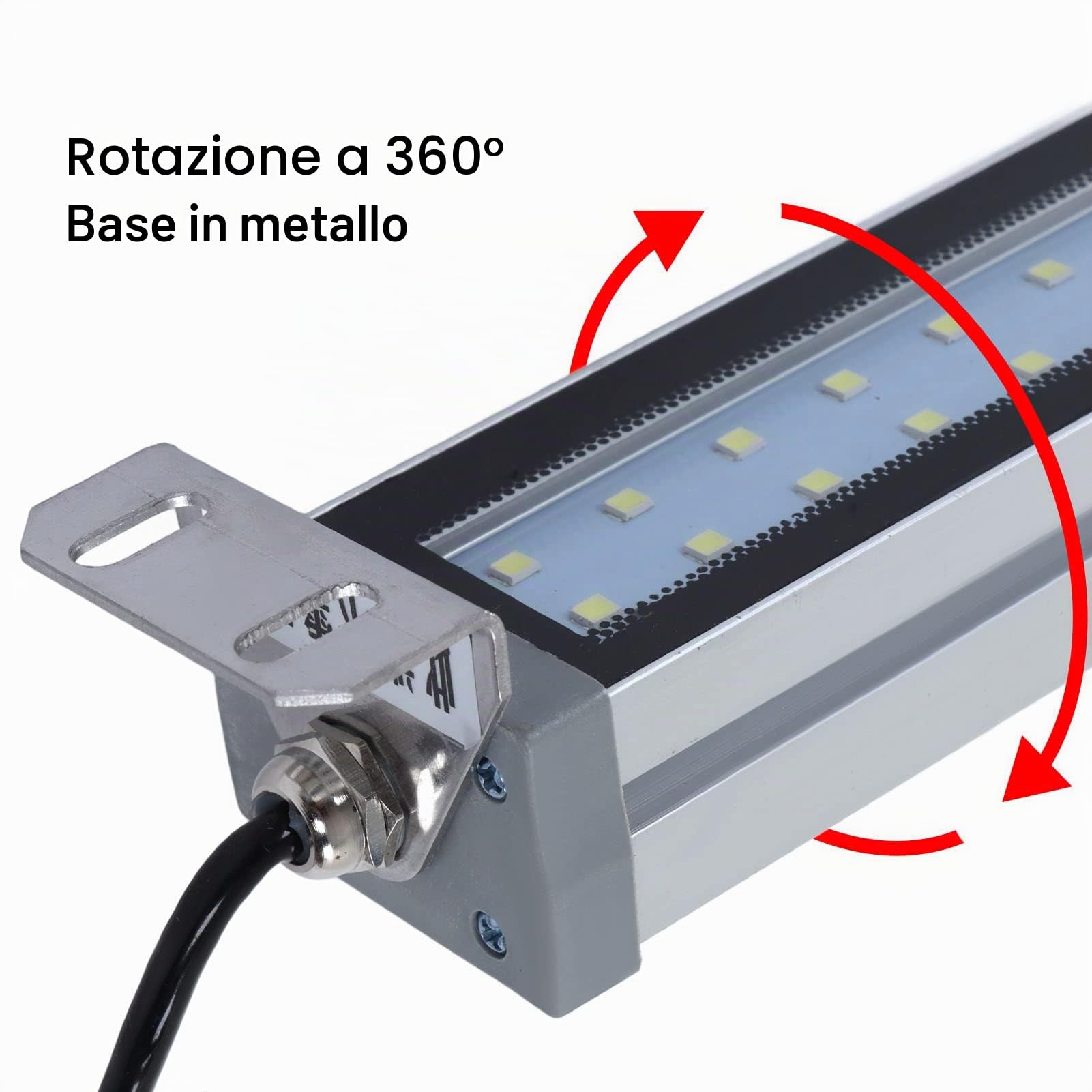 Lampada LED da Lavoro 12W 24V Tubo Luce per Illuminazione Macchine Utensili CNC e Banchi Lavoro
