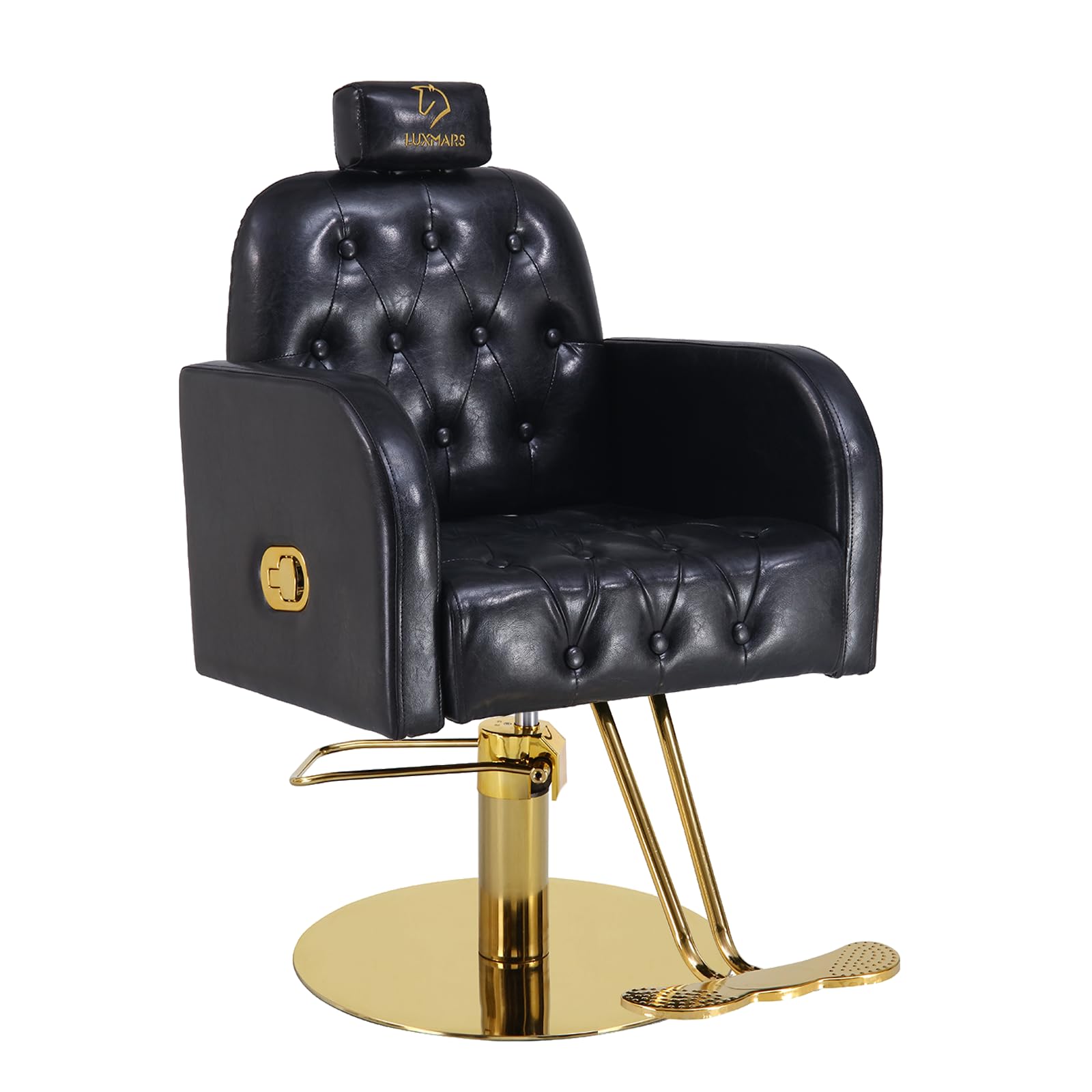 Vintage Barber Chair,360° Swivel Salon Chair with Reclining,Adjustable Height,Professional Stylist Chair with Heavy-Duty Hydraulic Pump,Spa Equipment for Barbershop,Beauty,Home (Glossy Black)