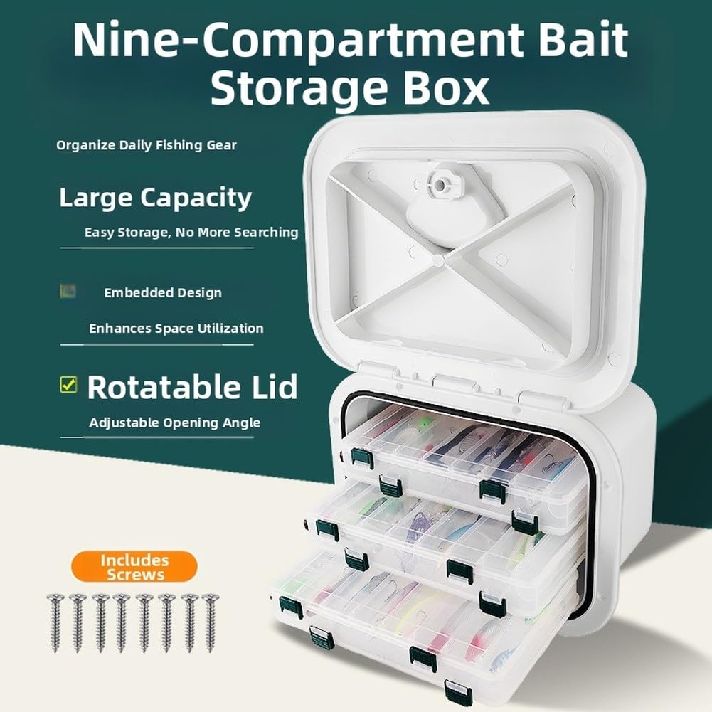 Caja de almacenamiento marina con tapa de rotación de 270 grados, escotilla de cubierta ABS para yate y barco, organizador de cebo y aparejos personalizable, blanco o negro