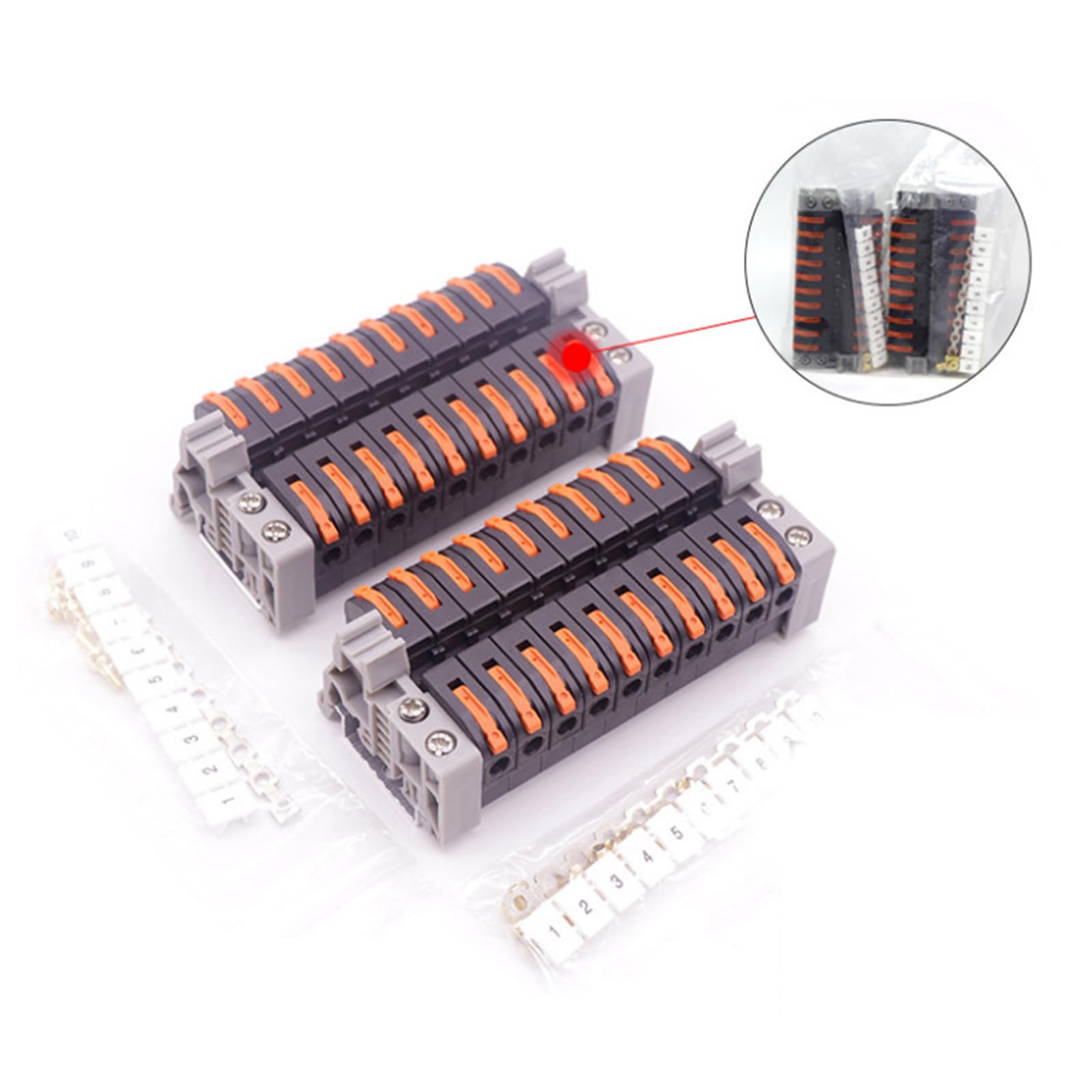 Set morsettiere per guide DIN Set connettori a cavo rapido con strisce numeriche per un cablaggio efficiente ' armadio elettrico con strisce numeriche