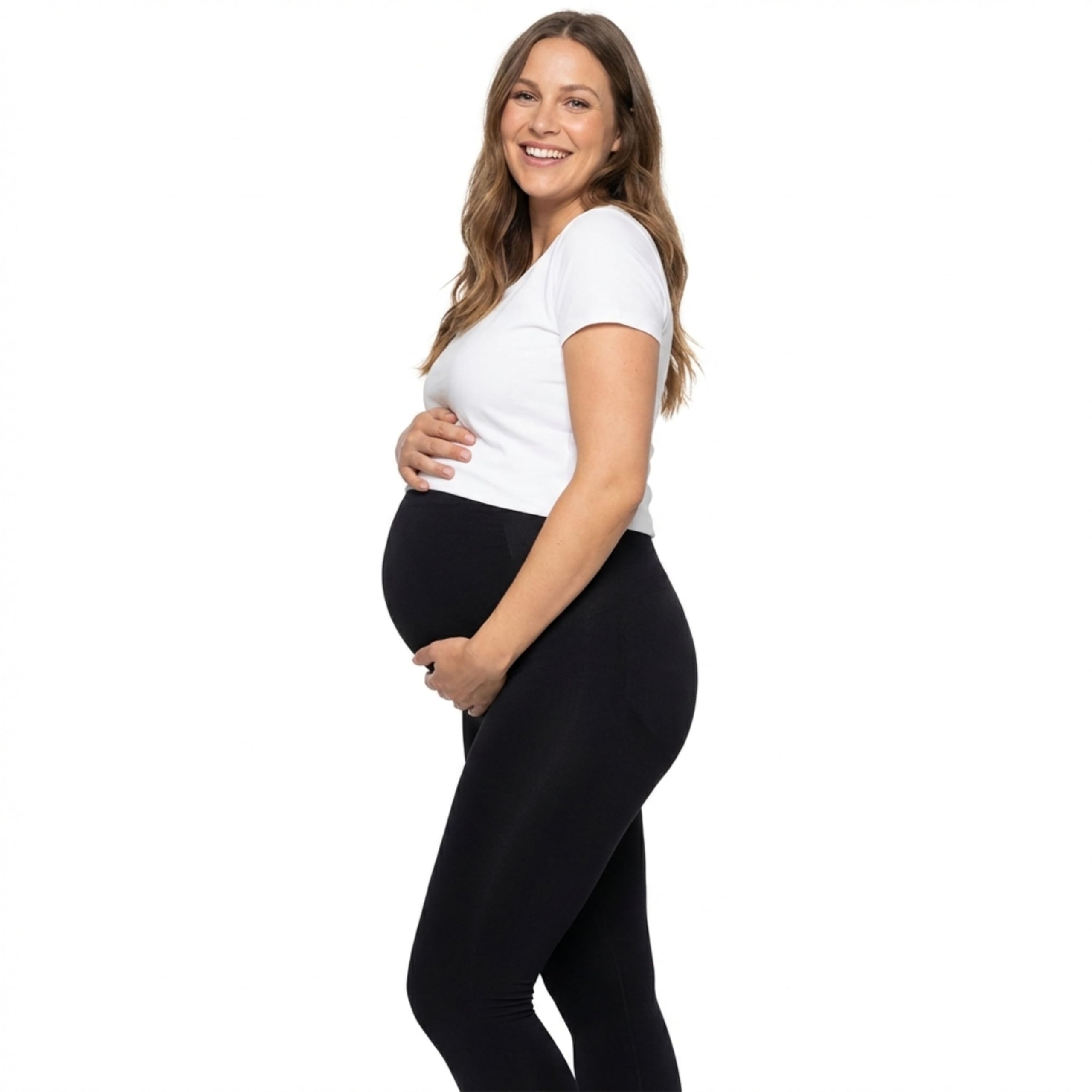 Mrs. Mum Umstandsleggings Made in EU I Nahtloser Unterbauch I 100% Blickdicht - Schwangerschaftsleggings in weich und elastisch