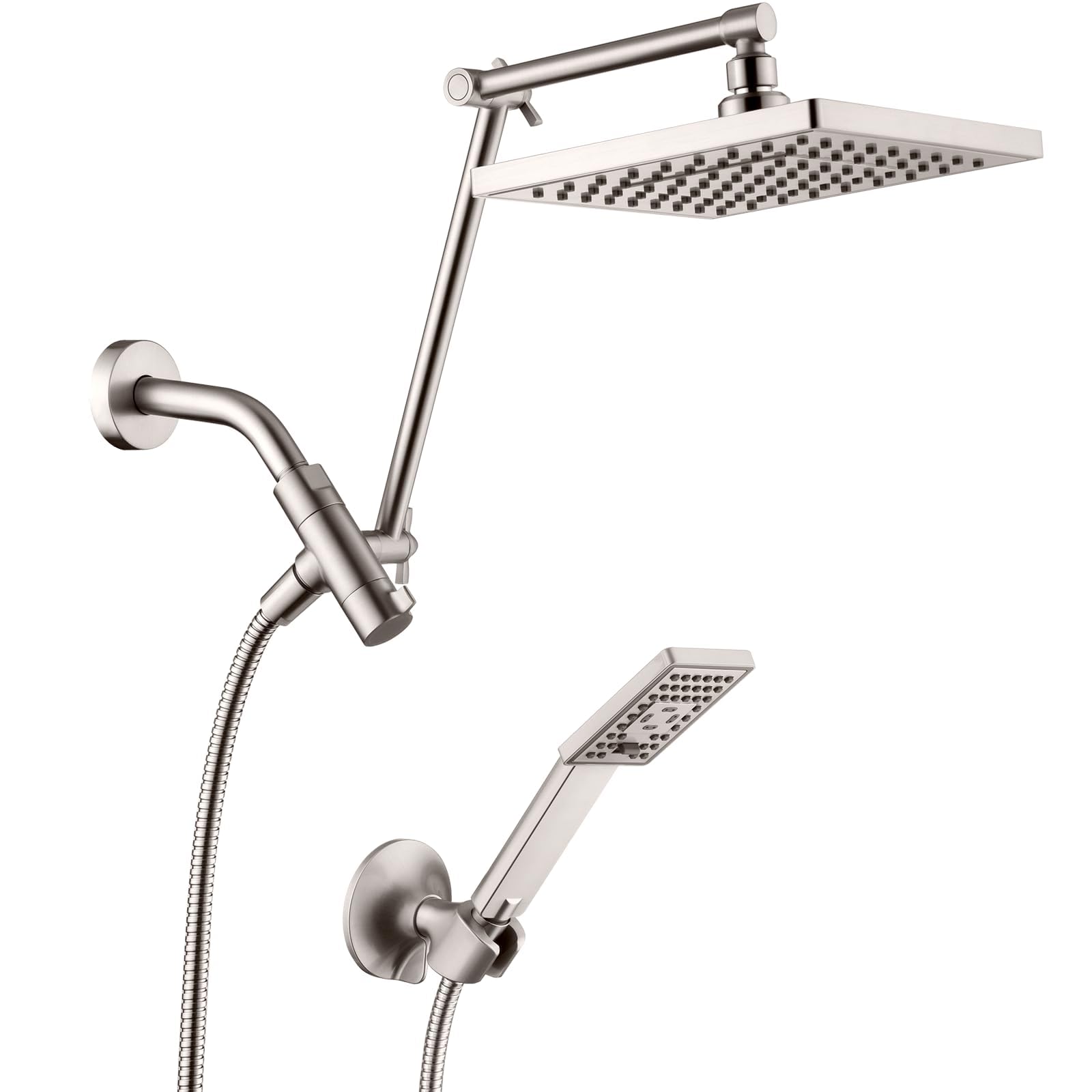 BRIGHT SHOWERS High Pressure Rain Shower Head Combo with Double