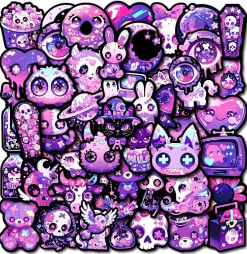 50 PCS Goth Stickers for Dark Lovers – Waterproof Vinyl Decals for Laptop, Water Bottles, Tablets, Notebooks – Fun Animal Characters, Kawaii Style, Birthday Gift for Boys & Girls. image 5