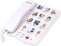 Excelltel Telefone de botão grande para idosos, telefone fixo com 10 teclas de imagem, telefones para idosos, discagem com um toque, adequado para pessoas com distúrbios de visão/danos auditivos