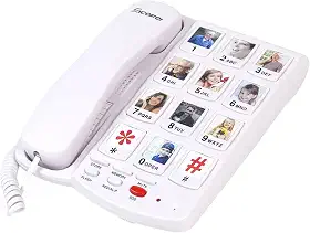 Excelltel Telefone de botão grande para idosos, telefone fixo com 10 teclas de imagem, telefones para idosos, discagem com um toque, adequado para pessoas com distúrbios de visão/danos auditivos