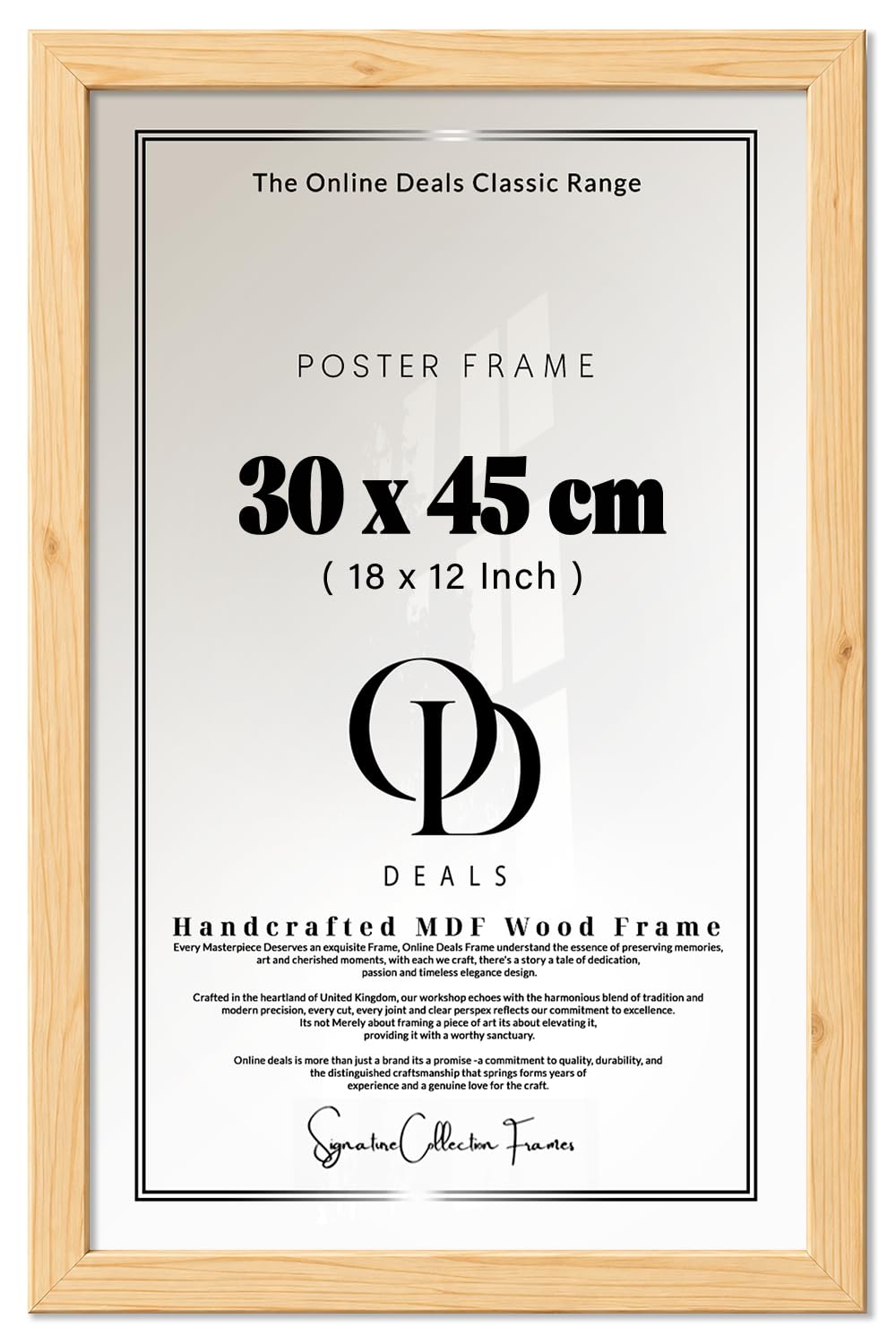 OD Deals | Sophisticated Pine Poster Frame (30 X 45 CM) — Clear Perspex Front 18 X 12 Inch Display For Paintings And Photographs | Ideal For Home And Gallery Wall Hanging With Secure Hangers