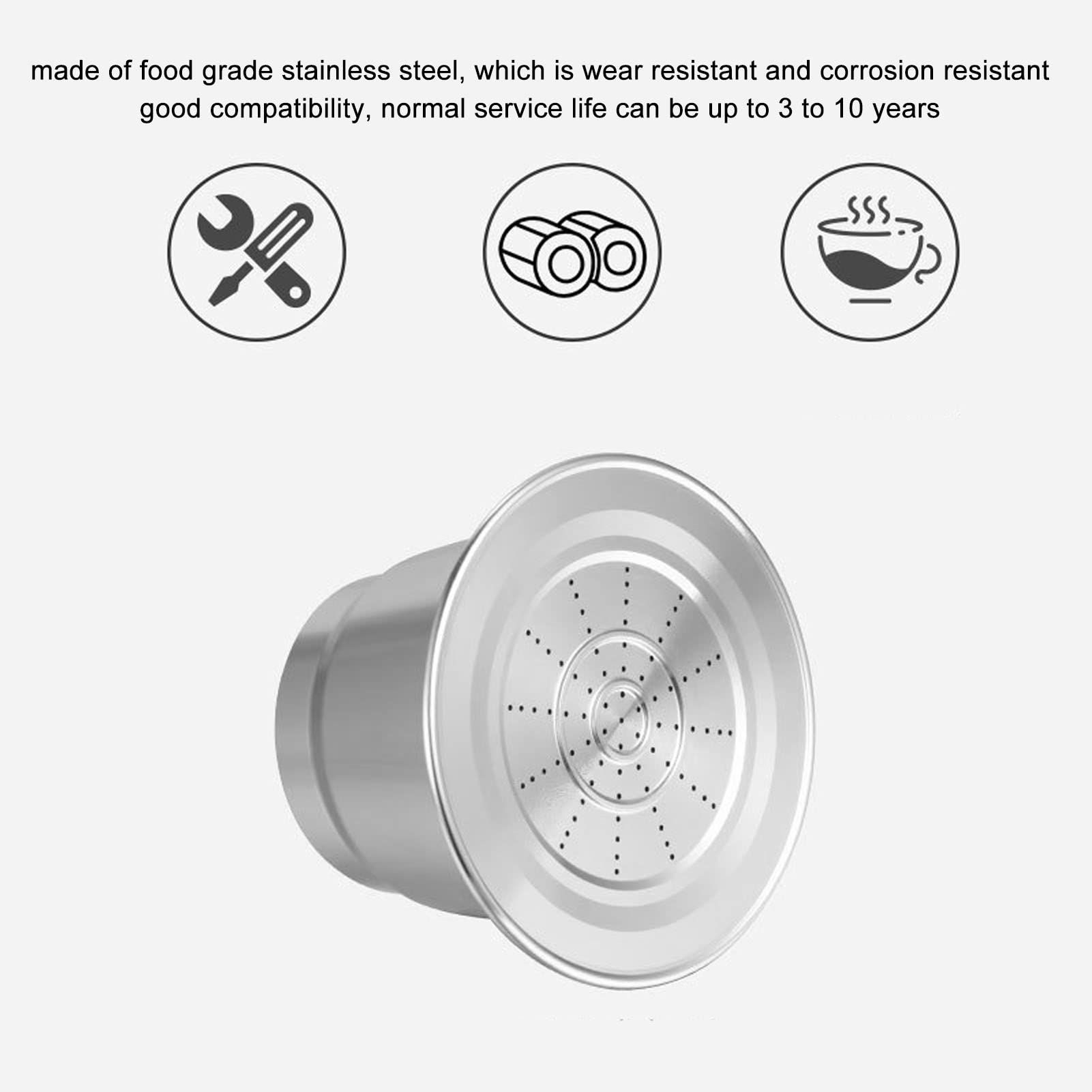 Capsules réutilisables de dosette de café, en acier inoxydable de qualité alimentaire, rechargeable, filtre de remplacement de tasse pour U