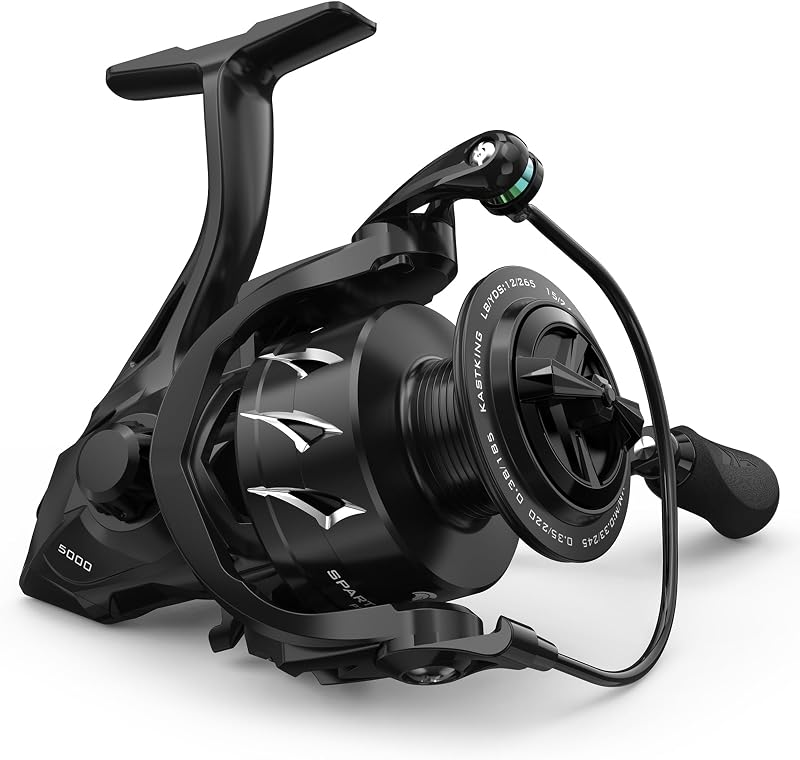 Carretes de pesca giratorios Spartacus II Plus, IPX5 resistente al agua | Arrastre máximo: 22 lb, 7+1 BB, 13 oz, marco de grafito, relación de transmisión 5.2:1, anti-retroceso instantáneo, agua dulce y salada
