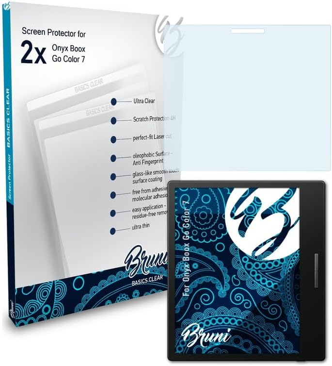 Bruni Screen Protector compatible with Onyx Boox Go Color 7 Protector Film, crystal clear Protective Film (2X)