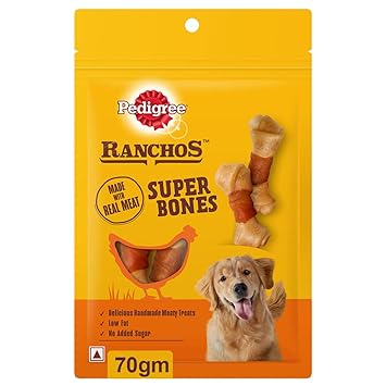 Pedigree RANCHOS Super Stick Bones For Dog of All Life Stages Chicken & Milky Flavour, 70 G