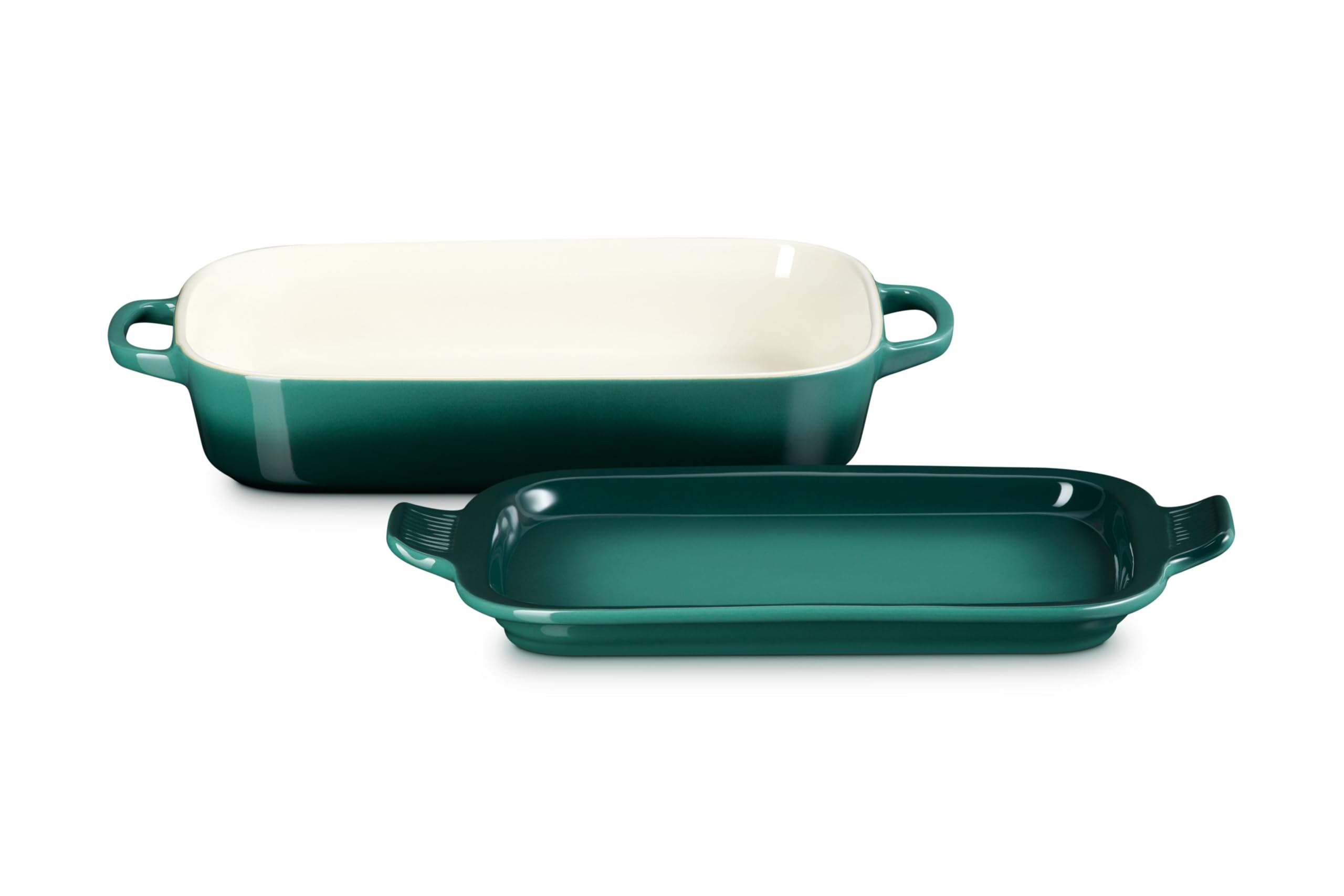 Le Creuset Rechteckige Auflaufform aus Steinzeug mit Tellerdeckel, 3 l, Artichaut