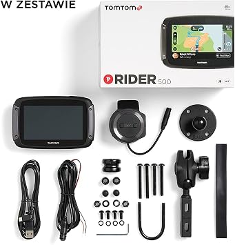 TomTom Motorcycle Sat Nav Rider 500, 4.3 Inch, with Motorcycle Specific Winding and Hilly Roads, Updates via Wi-Fi, Compatible with Siri and Google Now, Lifetime Traffic and Speed Cams, EU Maps