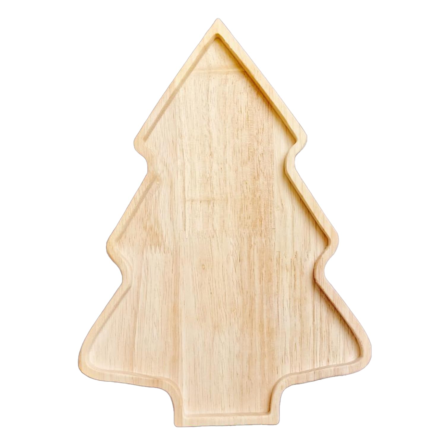 FUNLOV Wooden Serving Tray Christmas Reindeer Shaped Serving Platter, Christmas Charcuterie Board, Wood Christmas Snack Plate for Restaurant Home (Christmas Tree)