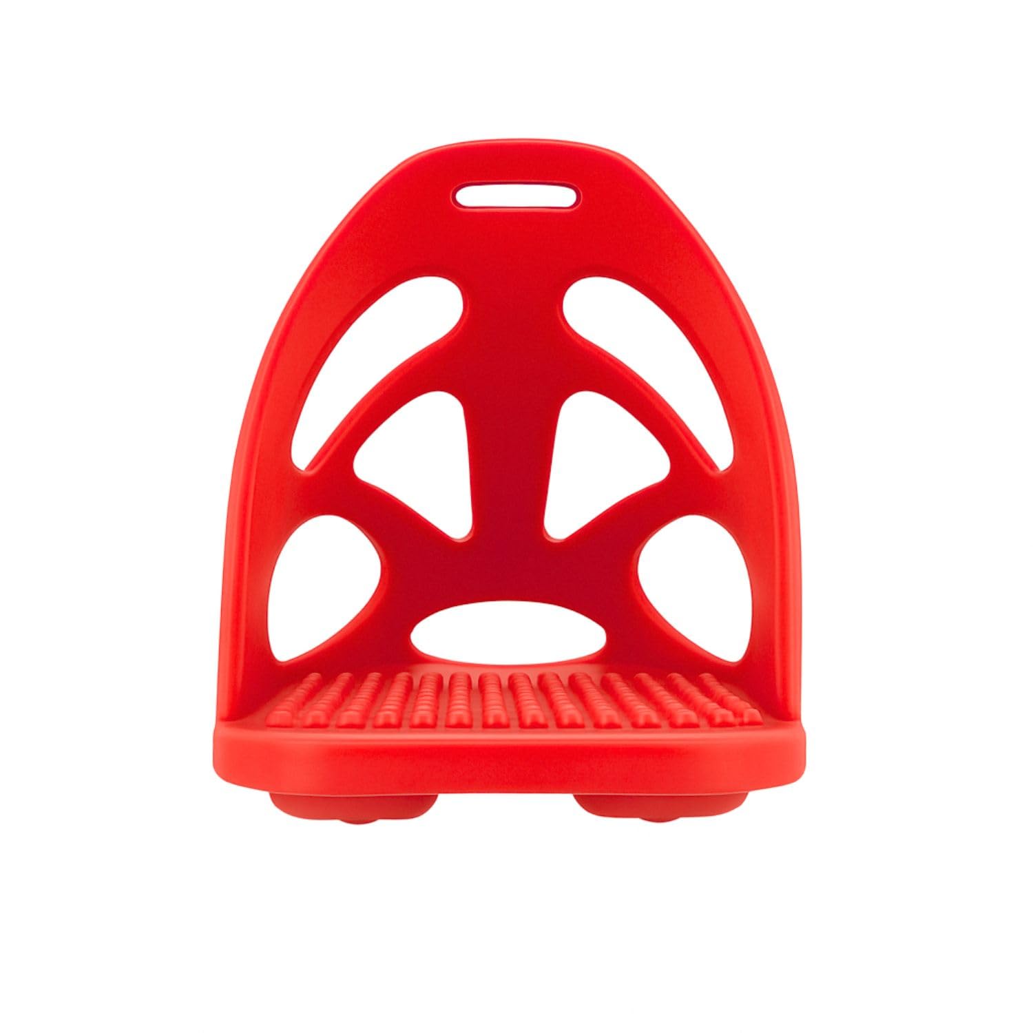 AK CagePro - Staffe per cavalli in plastica leggera, coppia di staffe resistenti con gabbia di sicurezza per allenamento equestre e trail riding AKRS-6045-01 (rosso, 12 cm)