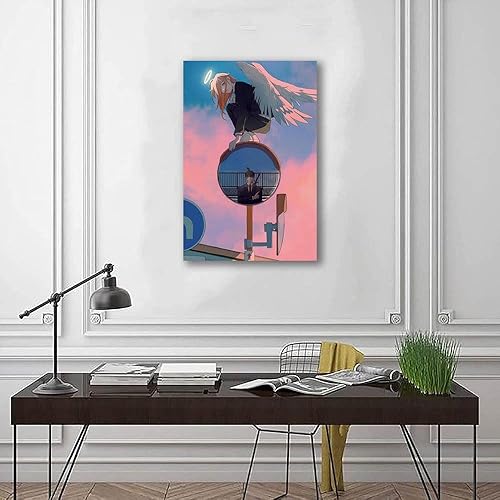 Miniatura 3 de Chainsa - Póster de anime japonés con diseño de motosierra y manga, pintura en lienzo, pósteres nórdicos e impresiones de pared para sala de estar
