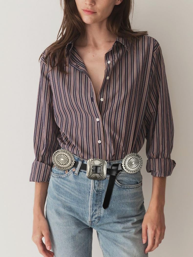 Western Concho Belts for Woman Cowgirl Faux Leather Belt for Dresses Jeans Country Concert Nashville Outfits 43" - Image 2