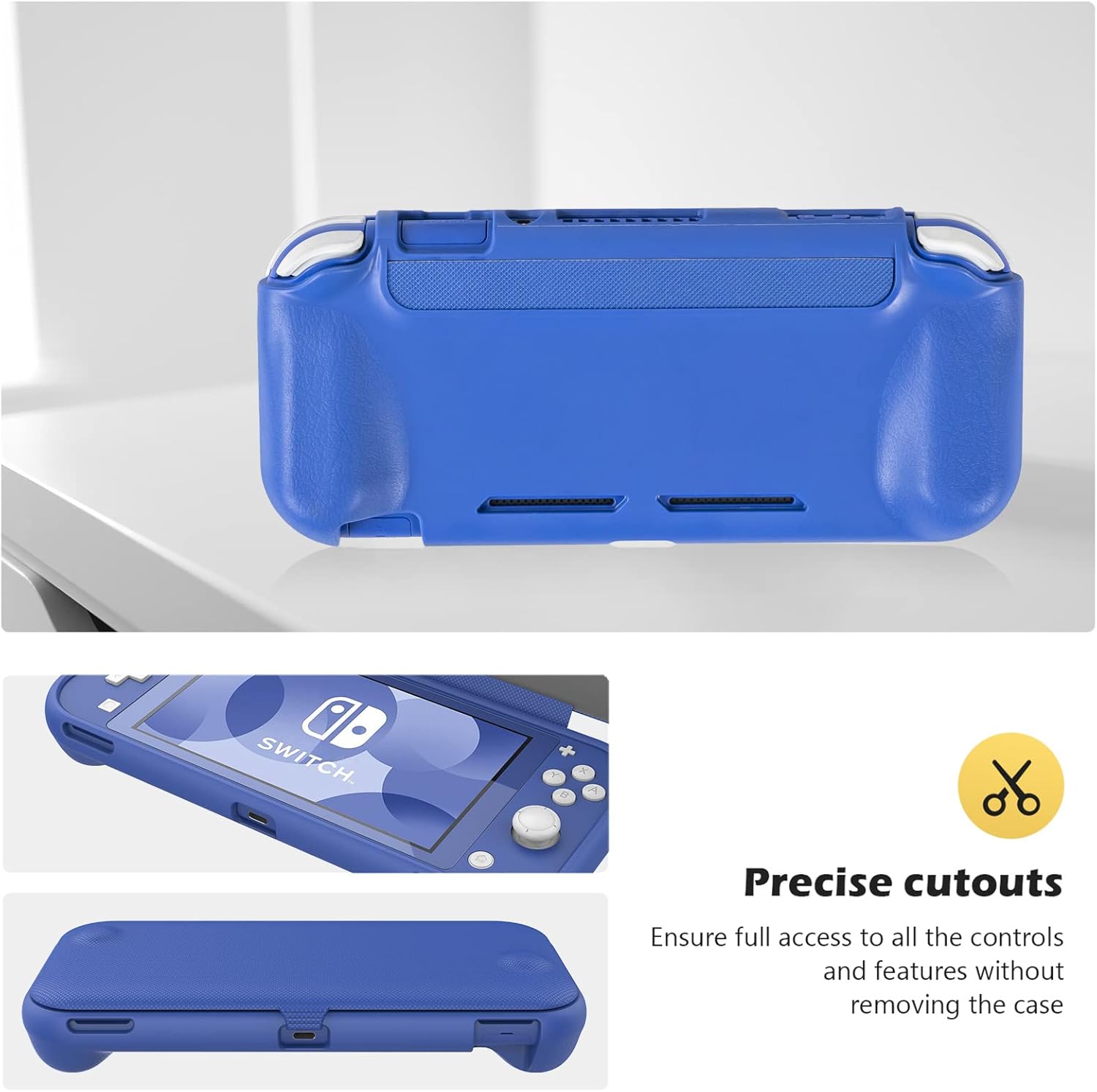 ProCase Flip Cover for Nintendo Switch Lite with 2 Pack Tempered Glass Screen Protectors, Slim Protective Case with Magnetically Detachable Front Cover for Nintendo Switch Lite 2019 -Blue