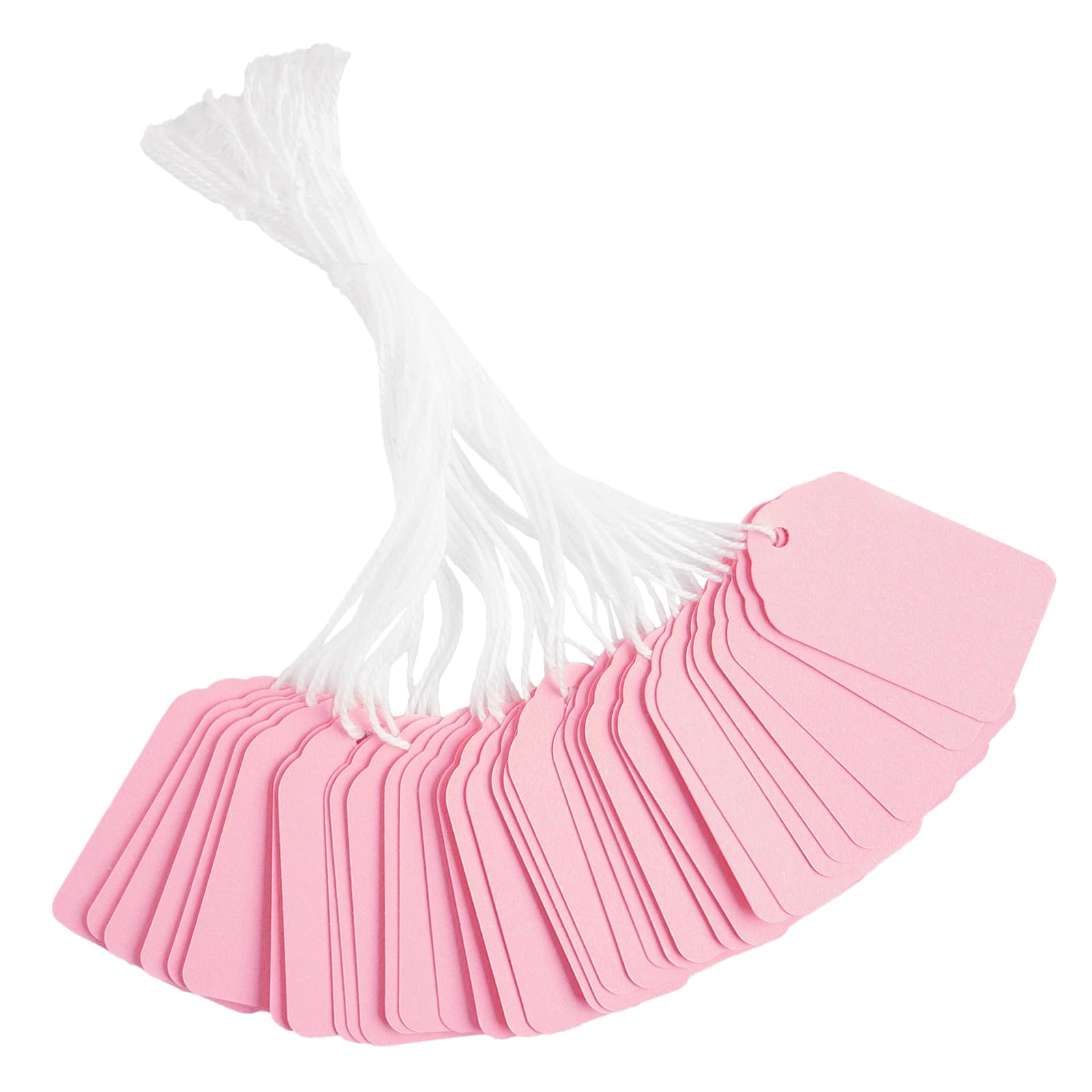 jijAcraft 200 Pcs Pink Price Tags with String: 45 x 25mm Small Pre-Strung Luggage Tags, Blank Gift Marking Paper Labels for Jewelry, Clothing Display Price