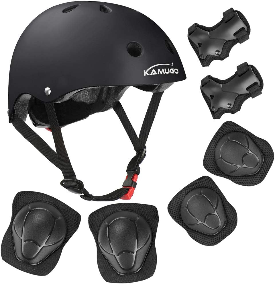 KAMUGOKids Bike Helmet Set, Toddler Helmet for Ages 2-8 Boys Girls with Sports Protective Gear Set Knee Elbow Wrist Pads for Skateboard Cycling Scooter Rollerblading