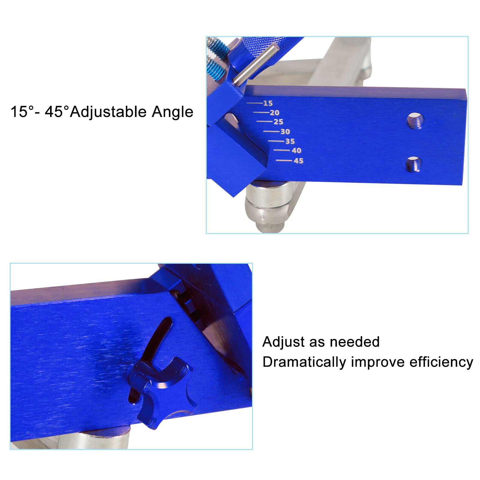 Afilador de cuchillas de cortacésped ajustable de 15 ° a 45 ° - Kit de herramientas de soporte de afilado ergonómico para cuchillas de cortacésped profesionales - Azul