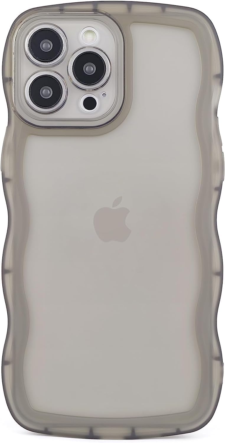 EYZUTAK Case for iPhone 13 Pro Max 6.7 inch, Curly Waves Frame Shape Clear Phone Cover Soft Flexible Shockproof Crystal Non-Yellowing TPU Scratch-Resistant Transparent Bumper Phone Case - Black