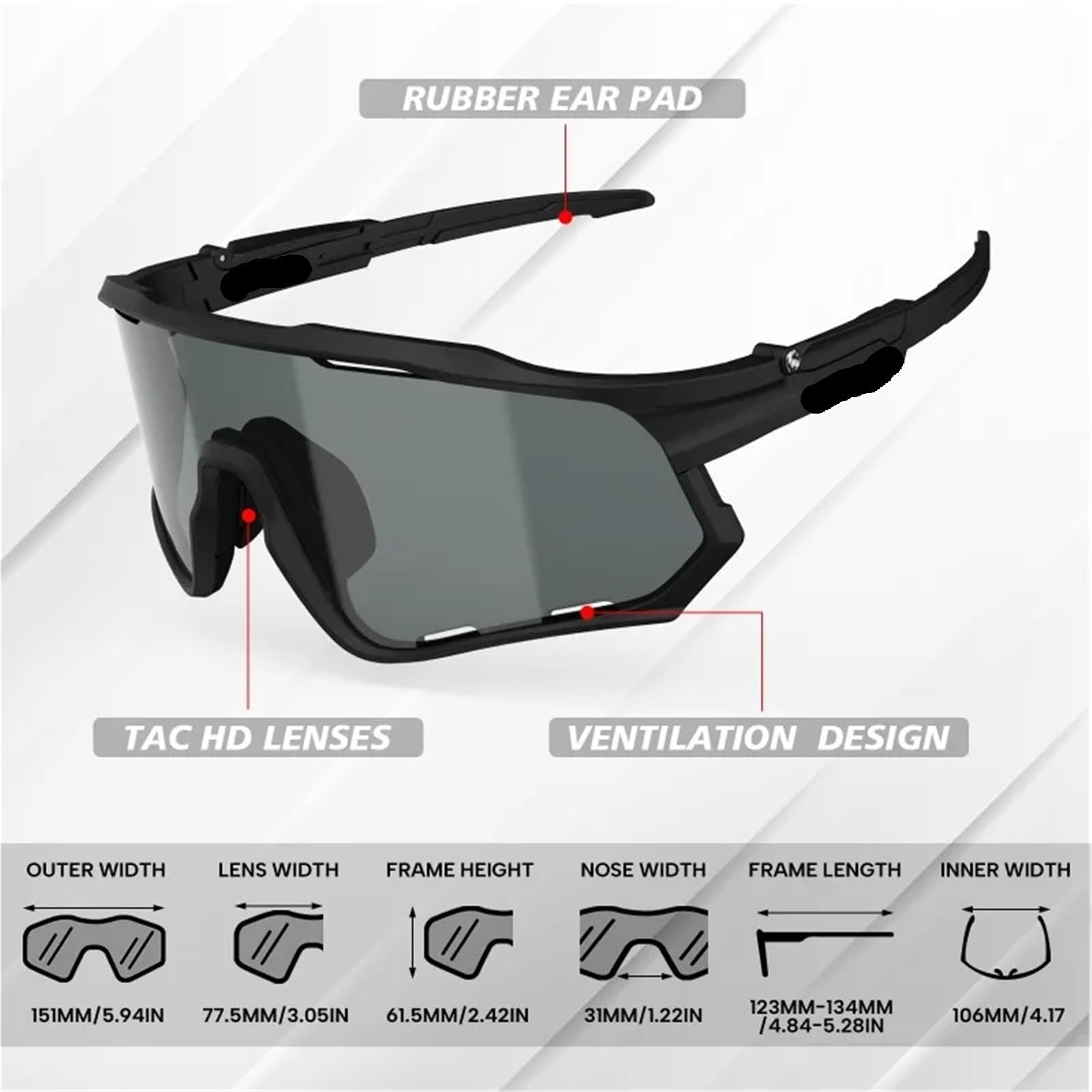 Occhiali da Ciclismo Occhiali da ciclismo | Occhiali da mountain bike da strada UV400 Telaio TR-90 Parti for occhiali sportivi da esterno antivento