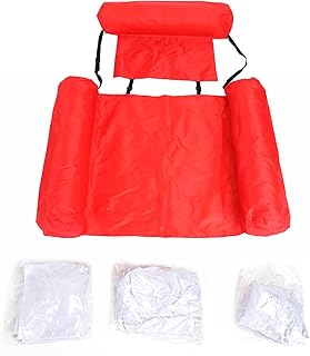 BORDSTRACT Cadeira Flutuante Para Piscina Em PVC Inflável Dobrável Portátil Para Piscina Cadeiras De Rede Flutuante Para Piscina Lounge Para Festa Na Piscina Praia Lago Verão Diversão Aquática Vermel