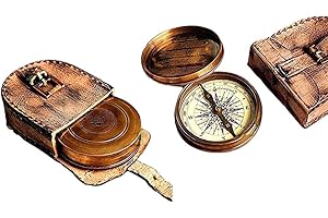 2.5" Robert Frost Nature's First Green Robert Frost Poem Compass with Leather Case