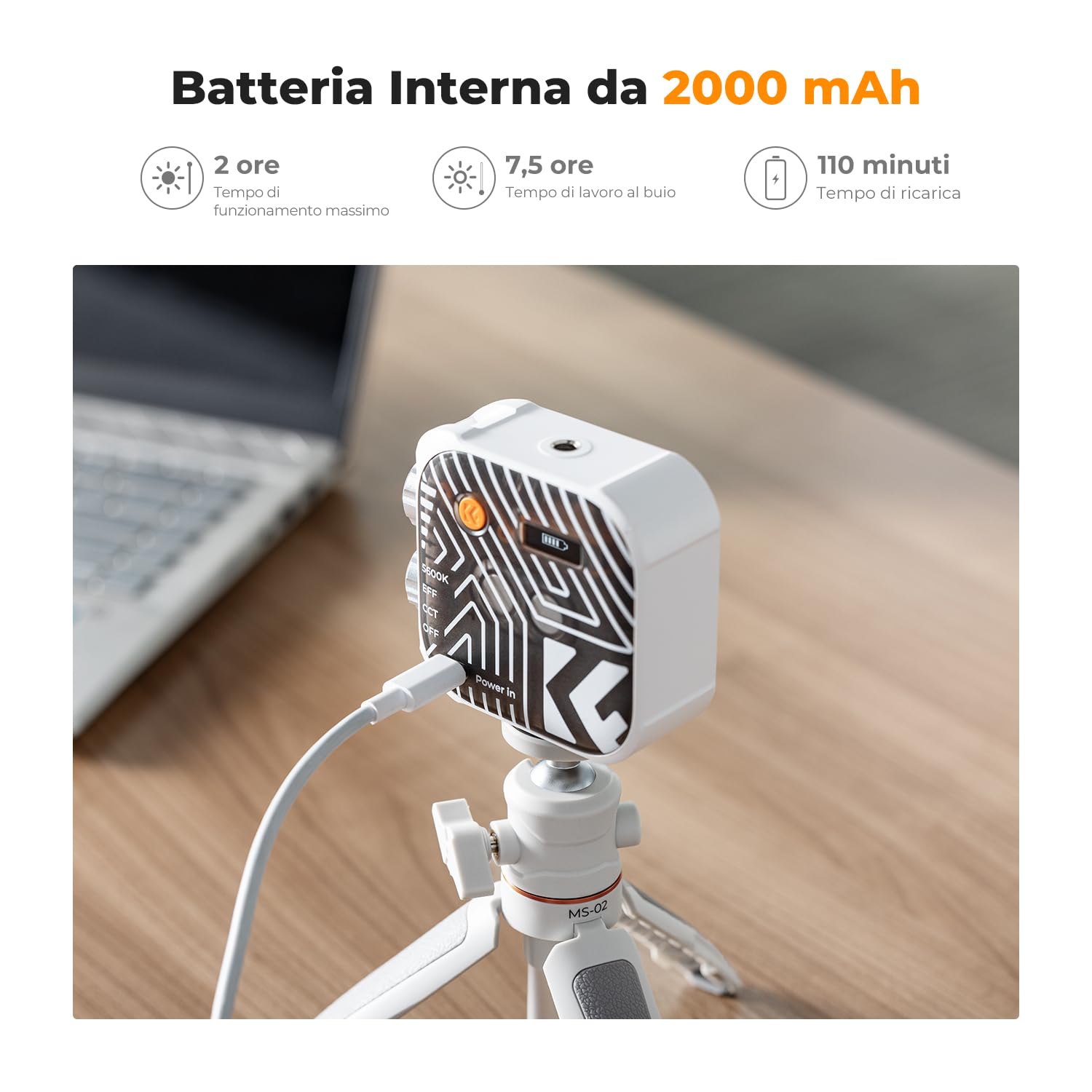 Luce Video RGB Portatile K&F Concept - 360 Colori, 21 Effetti, CRI 96+ | Per Vlog, Selfie, Fotografia - Foto 6