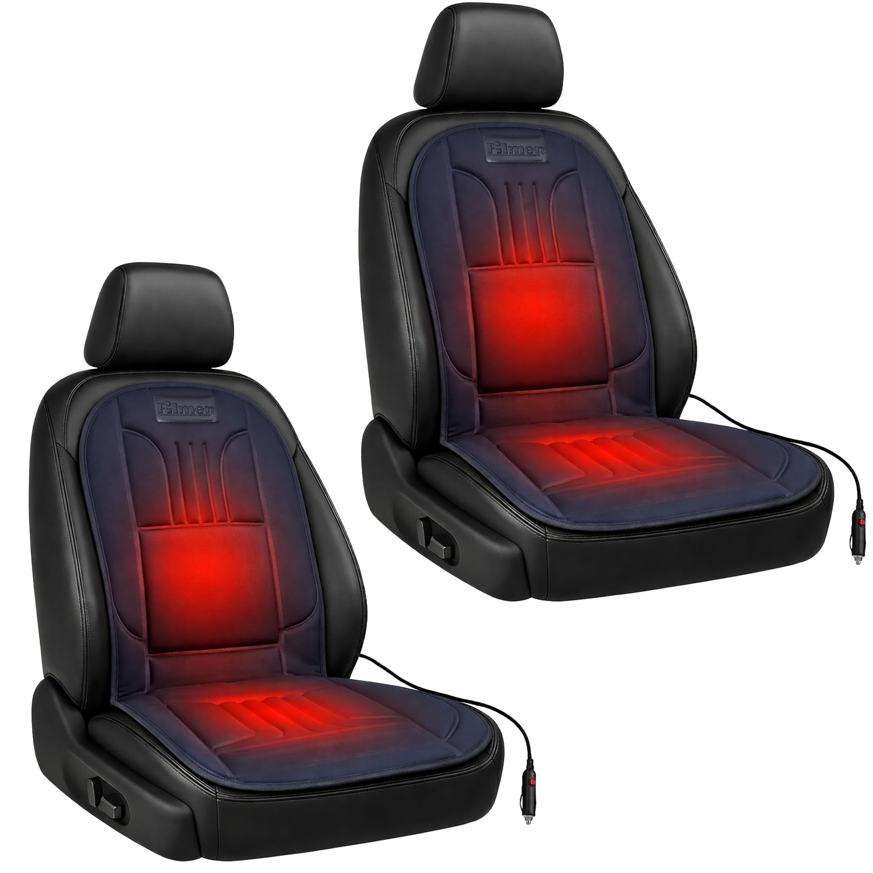 BURI Premium Autositzauflage Winter 2 Stufen | Bequemer Sitzschutz mit Rückenlehne | rutschfest, ergonomisch & langlebig | Weiche Polsterung für warmes Sitzgefühl für 95% Aller Fahrzeuge (2 Stück)