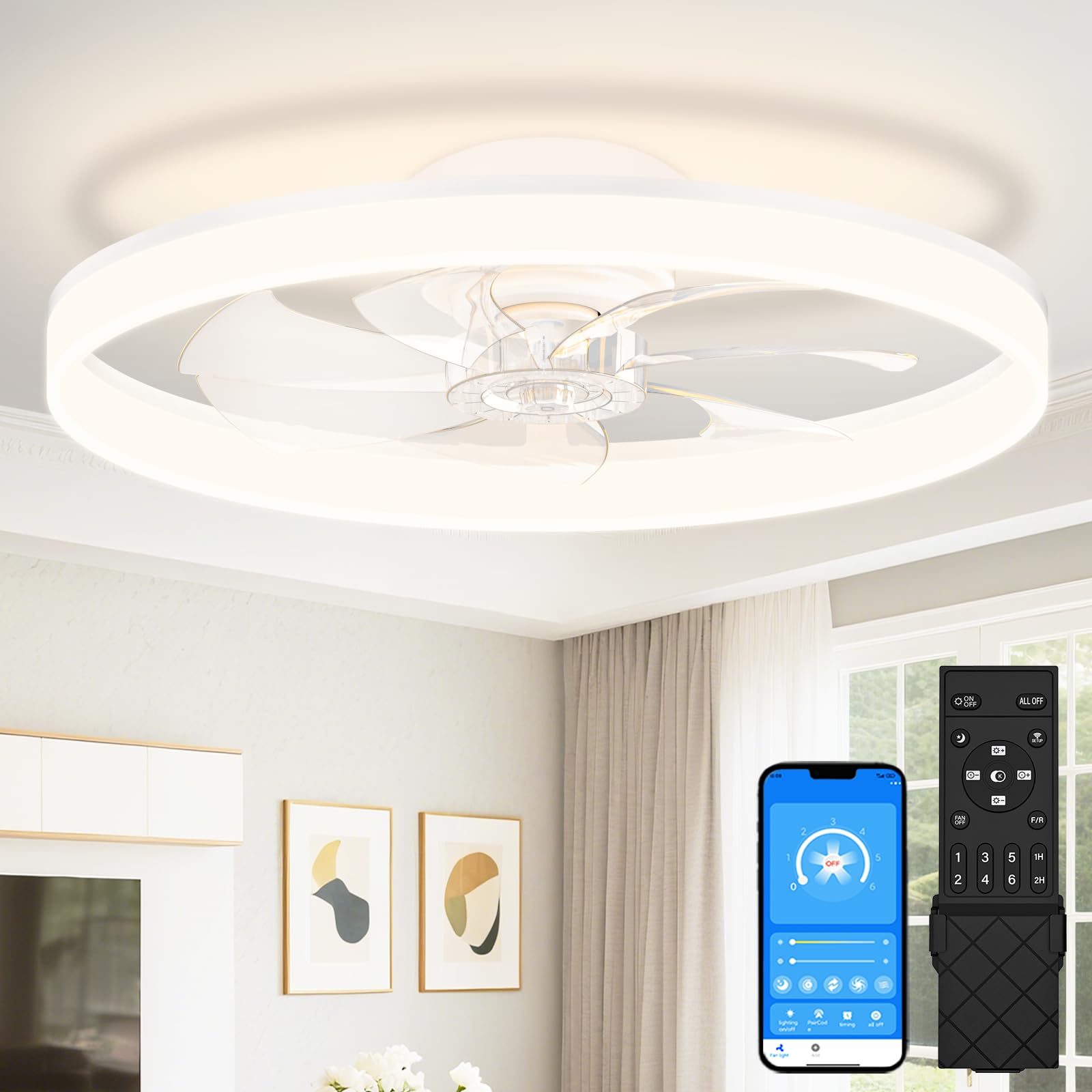 Photo 1 of ****FACTORY SEALED****
VOLISUN 24in Smart Ceiling Fan with Light
