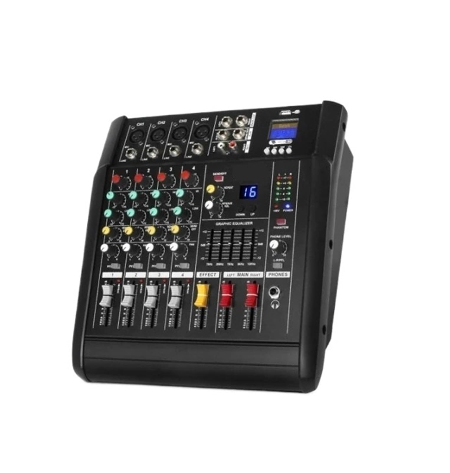 Controlador de DJ, Mezclador amplificador de potencia de 4 vías, 500 W, mezclador de DJ, equipo de escenario, mezclador de computadora, teléfono móvil, grabación en por Bluetooth